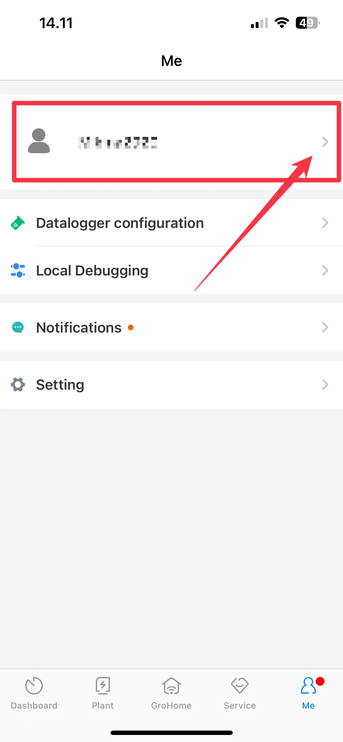 Sådan skifter du Installer ID i ShinePhone appen step 2